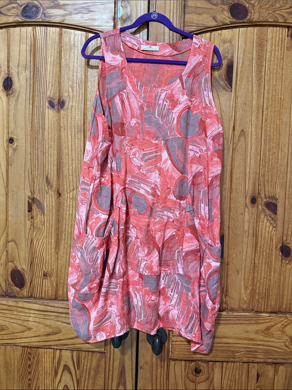 Sleeveless Coral Swirl Midi Dress